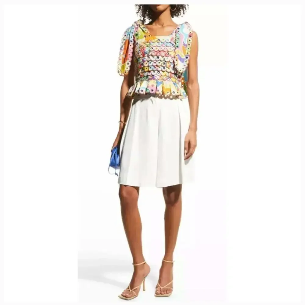 EUC $311 Celia B Maia Scalloped Crop Top in Multi - Picture 4 of 11